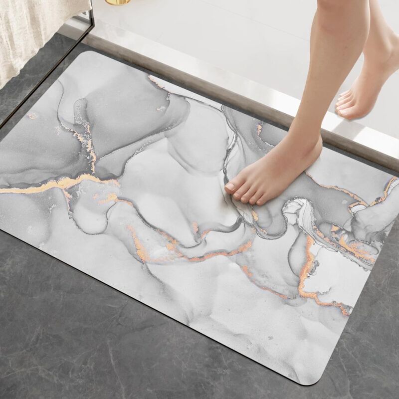 [niemals Verwendet] Rutschfeste Kieselgur-badematte 40 X 60 Cm, Super Saugfähig, Schnelltrocknend (hellgrau)