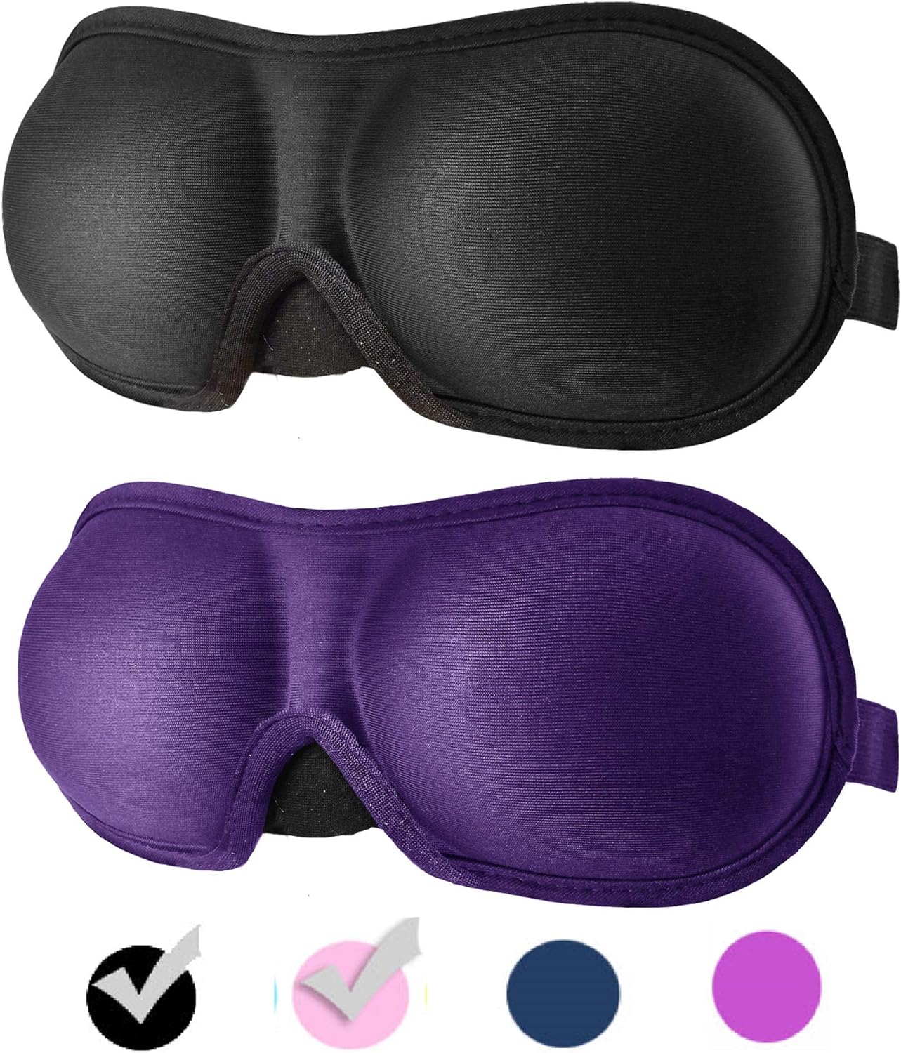 Maschinenwaschbare 3d-schlafmaske, Augenmaske Für Damen, Verdunkelungsstirnband, Ideal Für Flugreisen (schwarz + Lila)