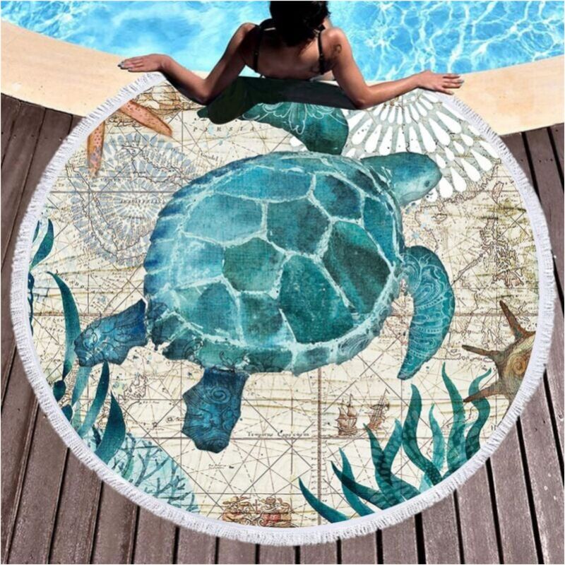 1 Rundes Mikrofaser-strandtuch, Geeignet Als Stranddecke, Badetuch, Yogamatte, Campingdecke Oder Picknickdecke, 150 Cm