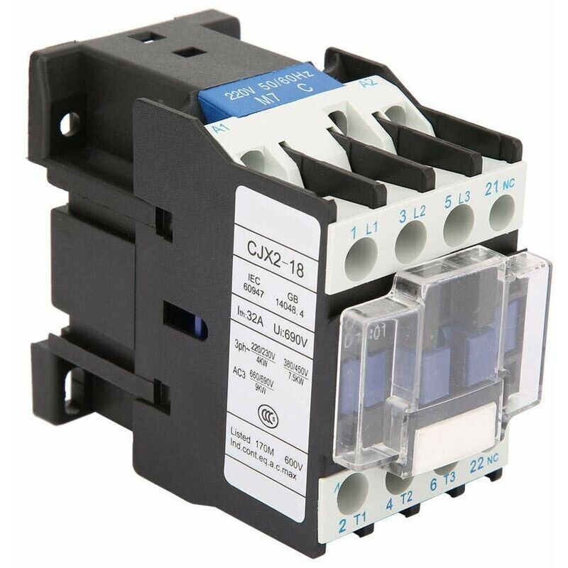 Industrieller Elektrischer Schütz 18 A – Spannung 220 V Ac – 3-polig – Silber-wolfram-legierung Für Hohe Empfindlichkeit – Schienenmontage Cjx21801