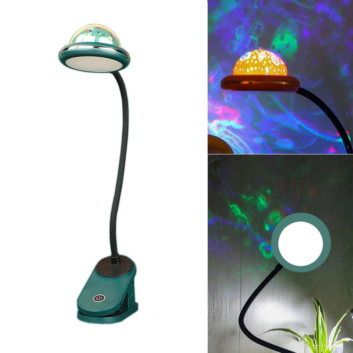 Wiederaufladbare Led-leselampe Mit Klemme Und Projektion, Augenschutz Für Kinder