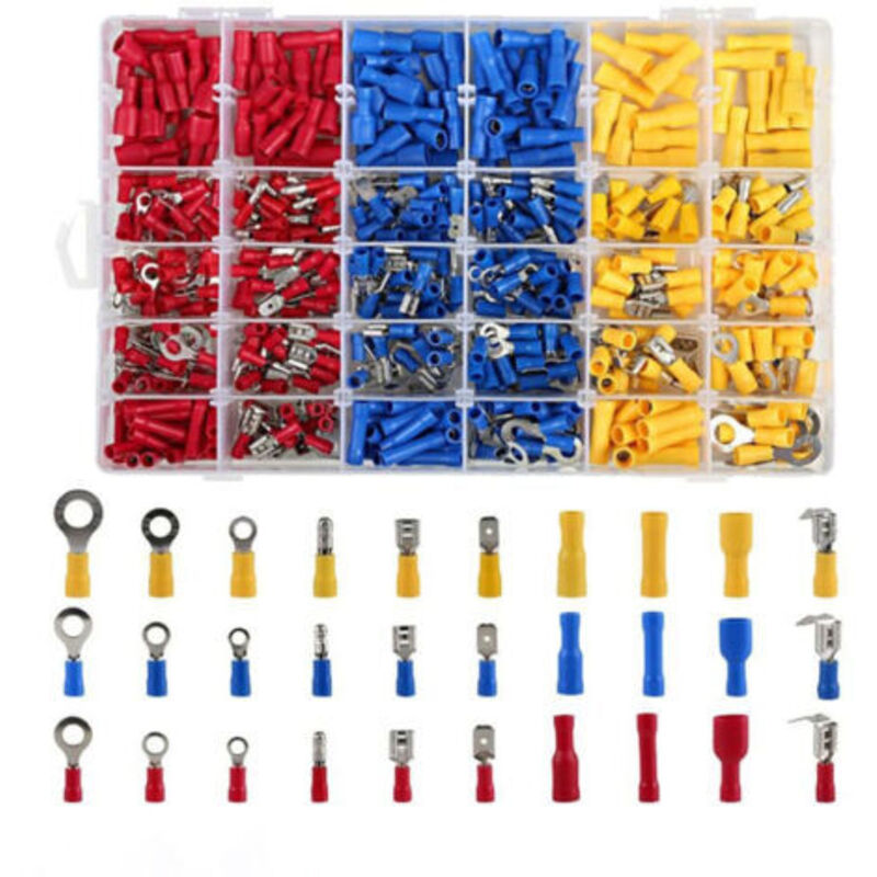 480-teiliges Set Elektrischer Klemmen, Kfz-klimaklemmen, Crimp-klemmen, Runde, Flache Buchsen Und Stecker, Ösen- Und Ringklemmen, Zylindrische Und Andere, Gecrimpte Steckverbinder