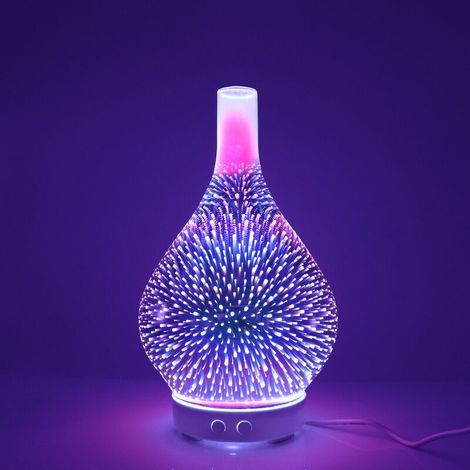 Ätherisches Öl-diffusor (120 Ml) – Ultraschall-luftbefeuchter – Automatische Abschaltung – 7-farbige Led-beleuchtung – Für Büro Und Spa – 3d-glas