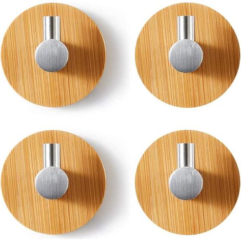 4-teiliges Bambus-wandhaken-set. Edelstahl-bambushaken. Selbstklebende Bambushaken. Selbstklebende Handtuchhaken Für Bad, Wc Und Küche – Kein Bohren Erforderlich.