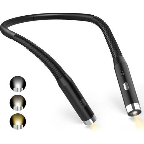 Leselampe Für Den Nacken. Wiederaufladbare Nachttischlampe. Drei Farben Und Drei Helligkeitsstufen. 360° Faltbar. Usb-led-leselampe Für Reisen, Stricken Und Camping.