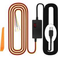 Dashcam-festverdrahtungsset 12v/24v Auf 5v 3a Mit Spannungsanzeige, Einstellbarer Spannung, 24-stunden-parkmodus, Batterieentladeschutz, Typ C, Start