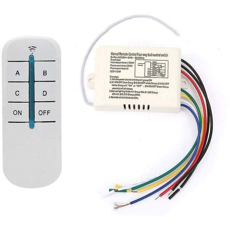 4-wege-funkfernbedienungsschalter 220 V – Digitaler Wandempfänger – Netzteil 200–240 V – 15 M Reichweite