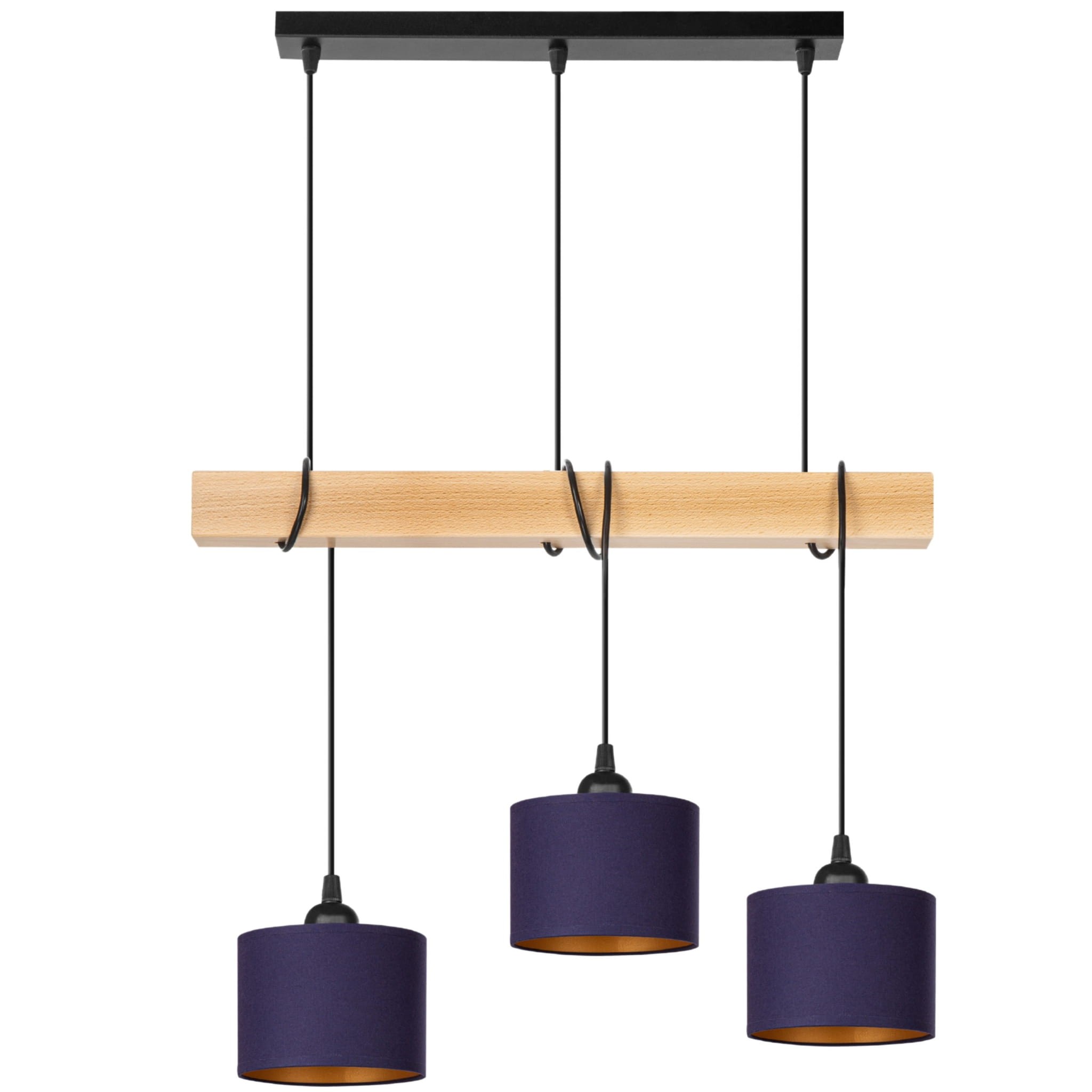 Tornado Am3pb Lampe, Marineblau Und Goldfarbenes Buchenholz