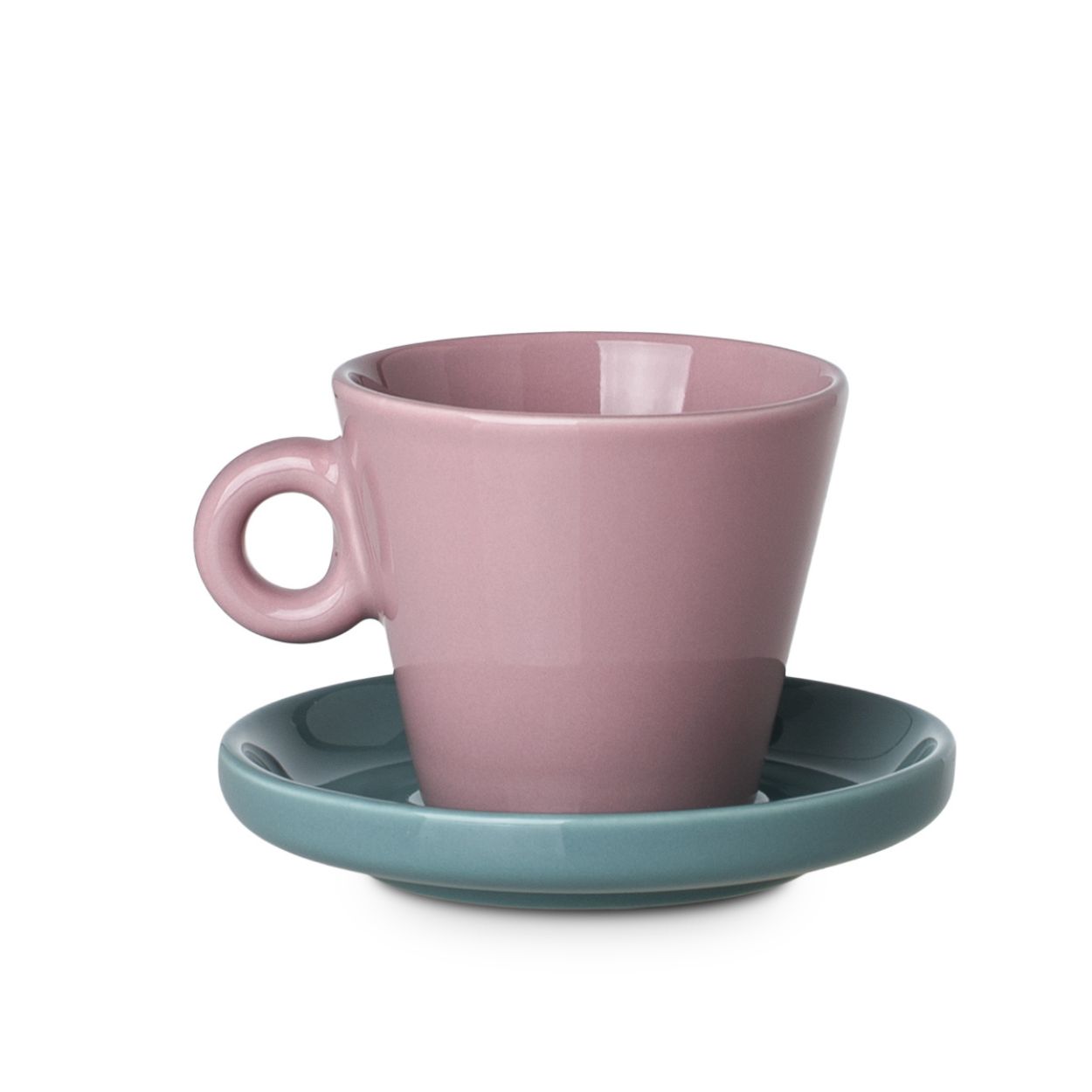 Echo Espressotasse (100 Ml) In Rosa Mit Türkisfarbener Untertasse