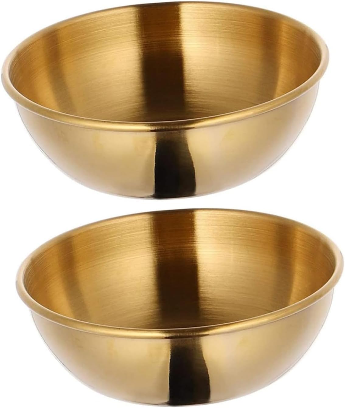 Set Aus 2 Runden, Vergoldeten, Wiederverwendbaren, Stapelbaren Saucenschalen Aus Edelstahl, 200 Ml Fassungsvermögen, Perfekt Für Saucen, Desserts, Vorspeisen, Abendessen, Partys Und Den Täglichen Gebr