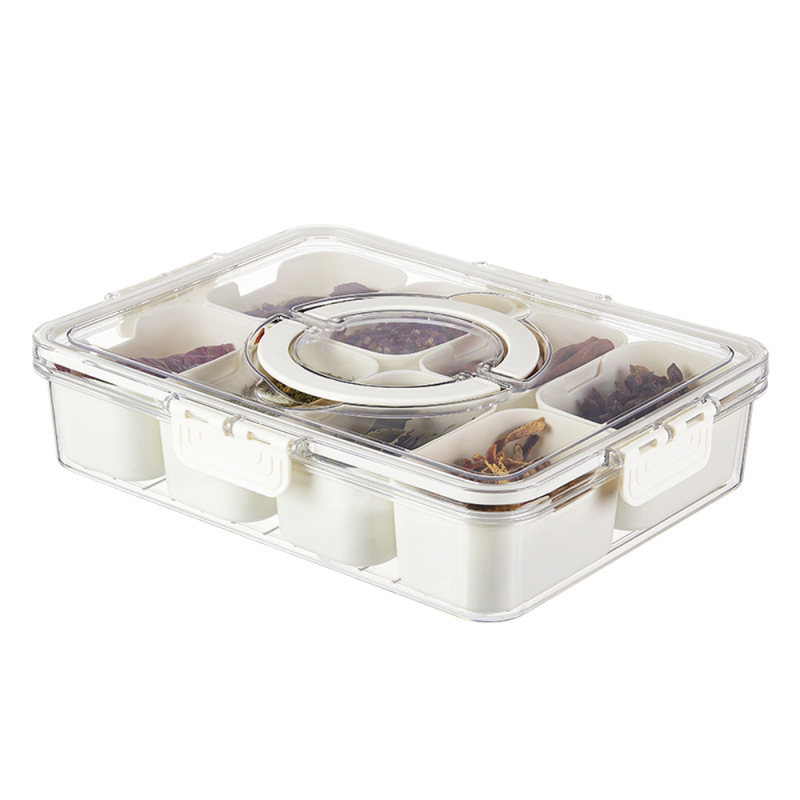 Tragbare, Unterteilte Snackbox Mit Deckel Und Griff, Ideal Zur Aufbewahrung Von Obst, Nüssen Und Gewürzen.
