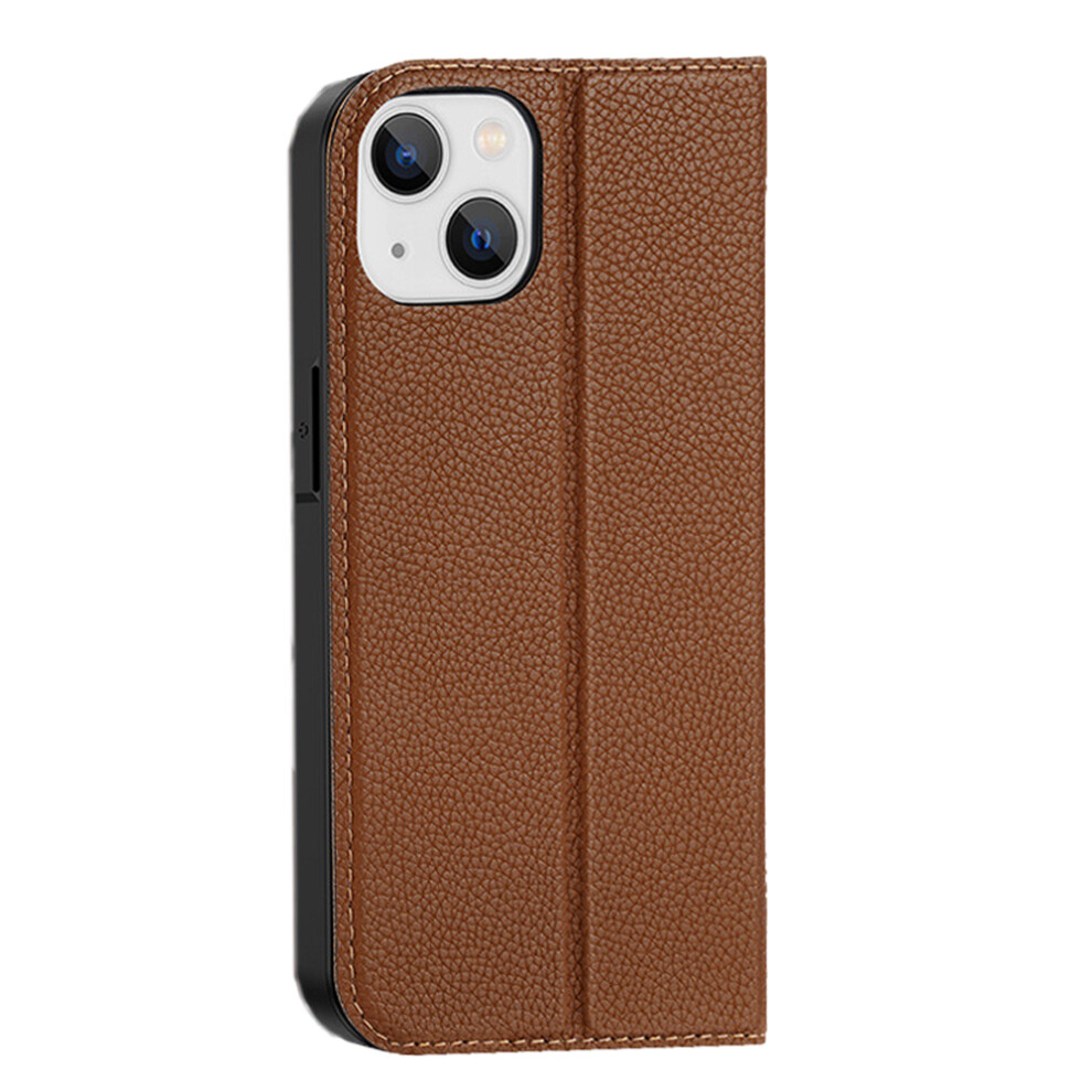 Diese Multifunktionale Handyhülle Im Brieftaschenstil Aus Echtem Leder Für Das Iphone 14 Plus Ist Aus Weichem Pu-leder Gefertigt, Bietet Einen 360°-rundumschutz Und Wird Mit Einem Ständer Geliefert.