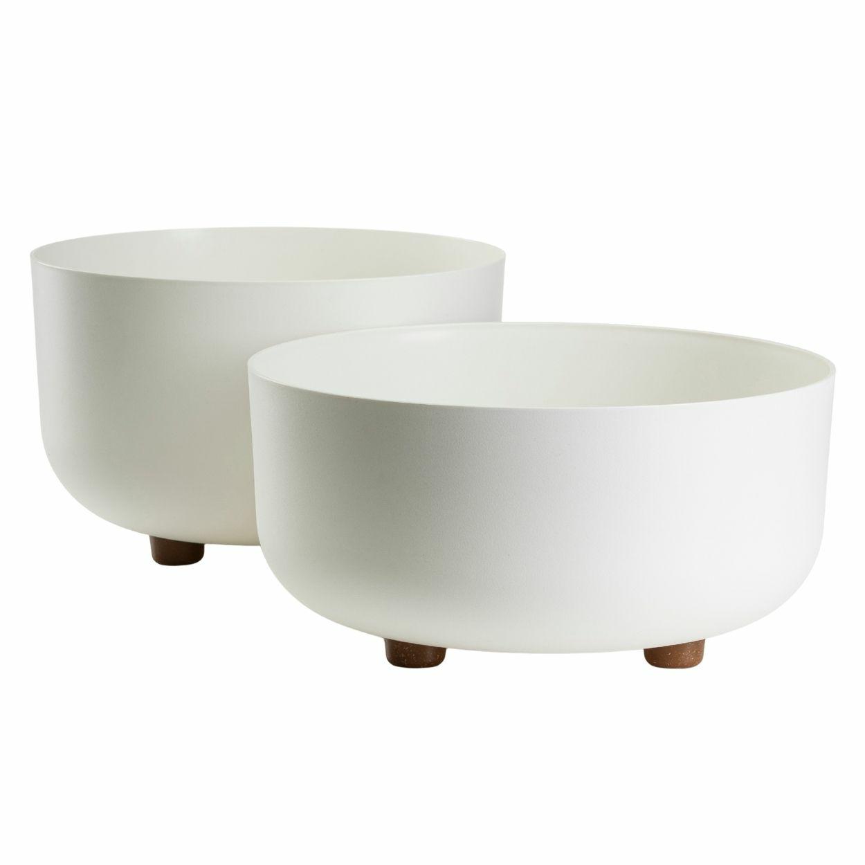 Set Aus Terra Blumenschalen Auf Recycelten Beinen, Cremefarben, 2 Stück.