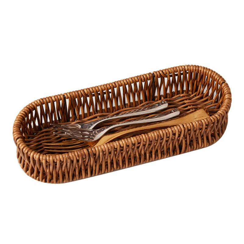 Brotkorb Aus Synthetischem Rattan, Multifunktionales Aufbewahrungstablett, Besteckkasten (geflochten)