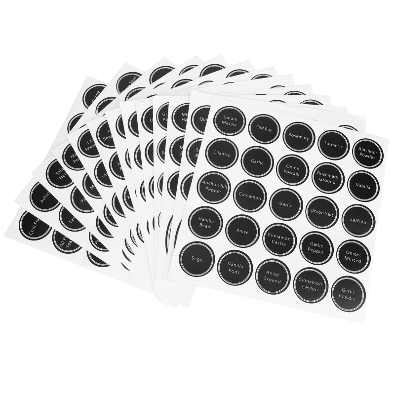 Set Mit 13 Wiederverwendbaren, Runden, Selbstklebenden Etiketten Für Gewürzgläser Und Weinflaschen