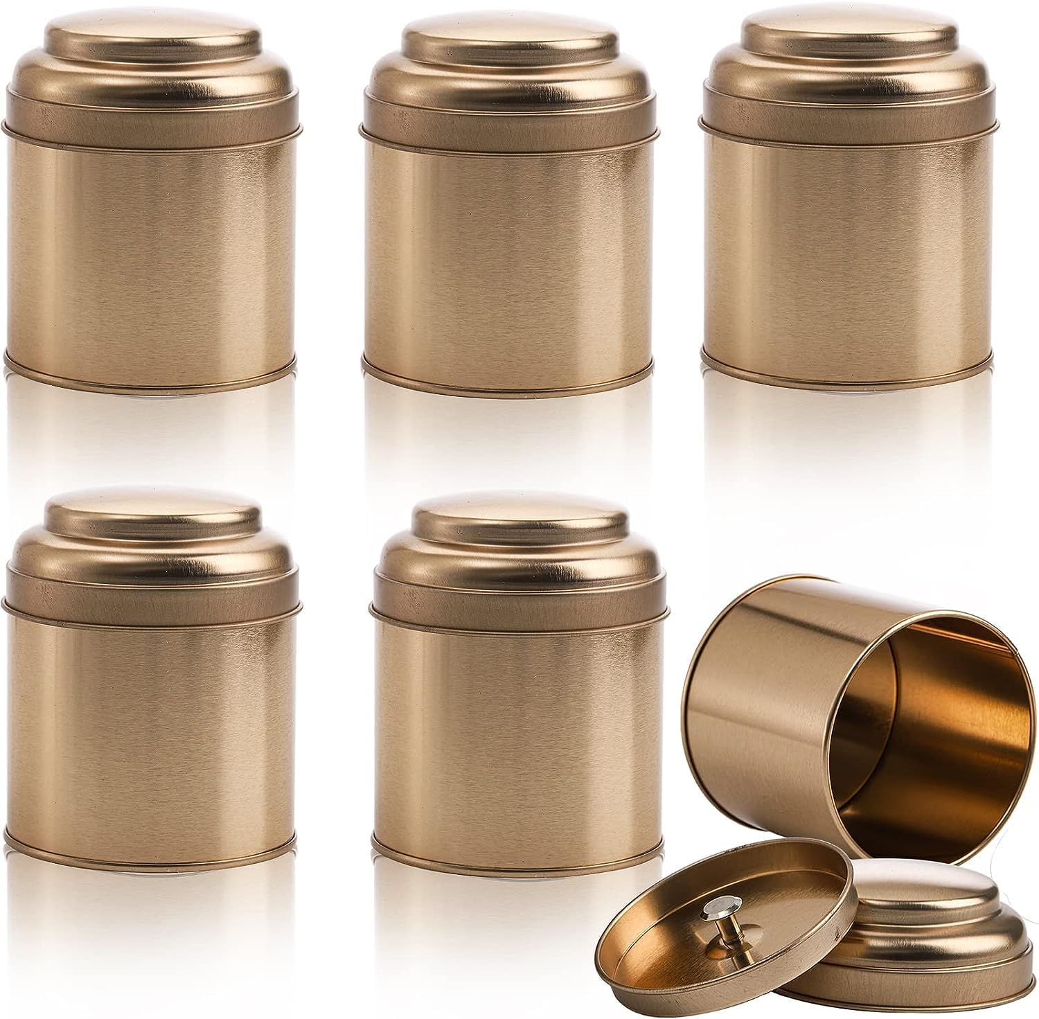 6 Teedosen Mit Luftdichtem Doppeldeckel, Runde Mini-teedosen Zur Aufbewahrung Von Tee, Kaffee, Zucker, Teeblättern Und Diy-kerzen, 50 G