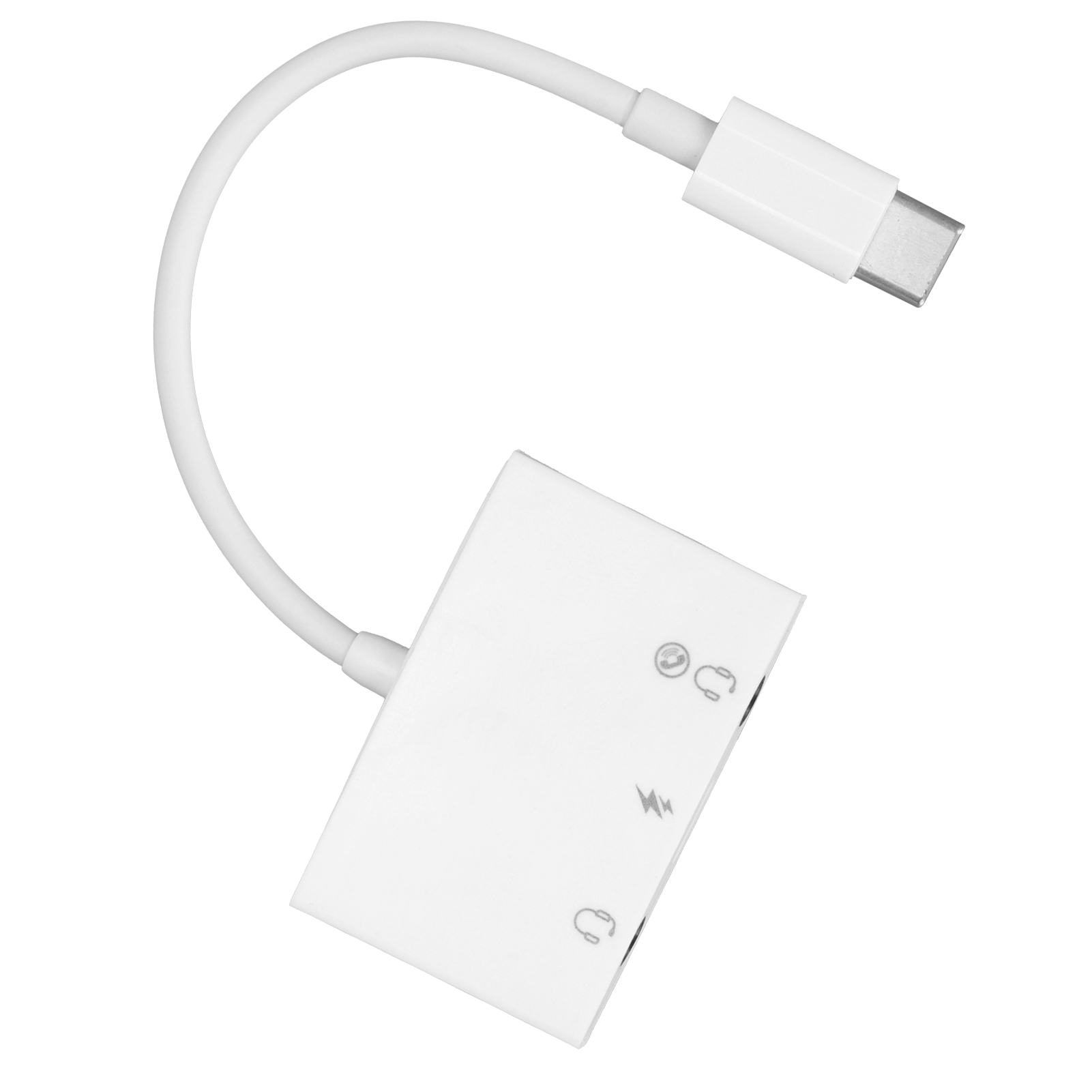 3-in-1 Usb-zu-c-kopfhöreradapter Mit Zwei 3,5-mm-aux-buchsen Und Typ-c-schnellladeanschluss