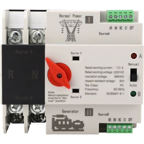 Automatischer 2-poliger Dual-power-umschalter, Flammhemmend, Für 220-v-wechselstromgenerator, 100 A