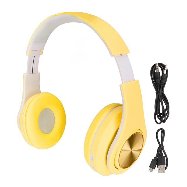 Geräuschunterdrückender, Faltbarer, Kabelloser On-ear-bluetooth-kopfhörer Mit Farbiger Beleuchtung Für Smartphone Und Laptop, Gelb