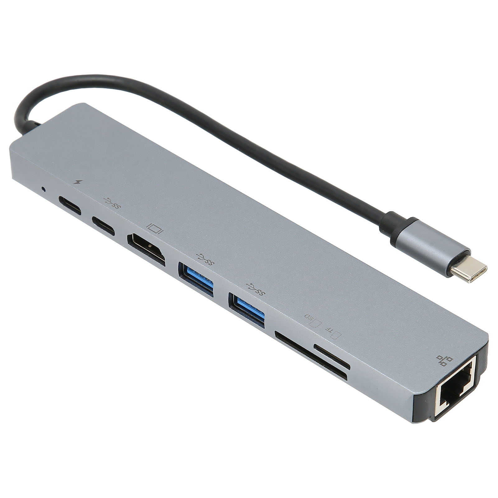 Multifunktionale 8-in-1 Usb-c Dockingstation Mit Usb 3.0 Hd Multimedia-schnittstelle Und Rj45-anschluss Für Desktop- Oder Laptop-computer.