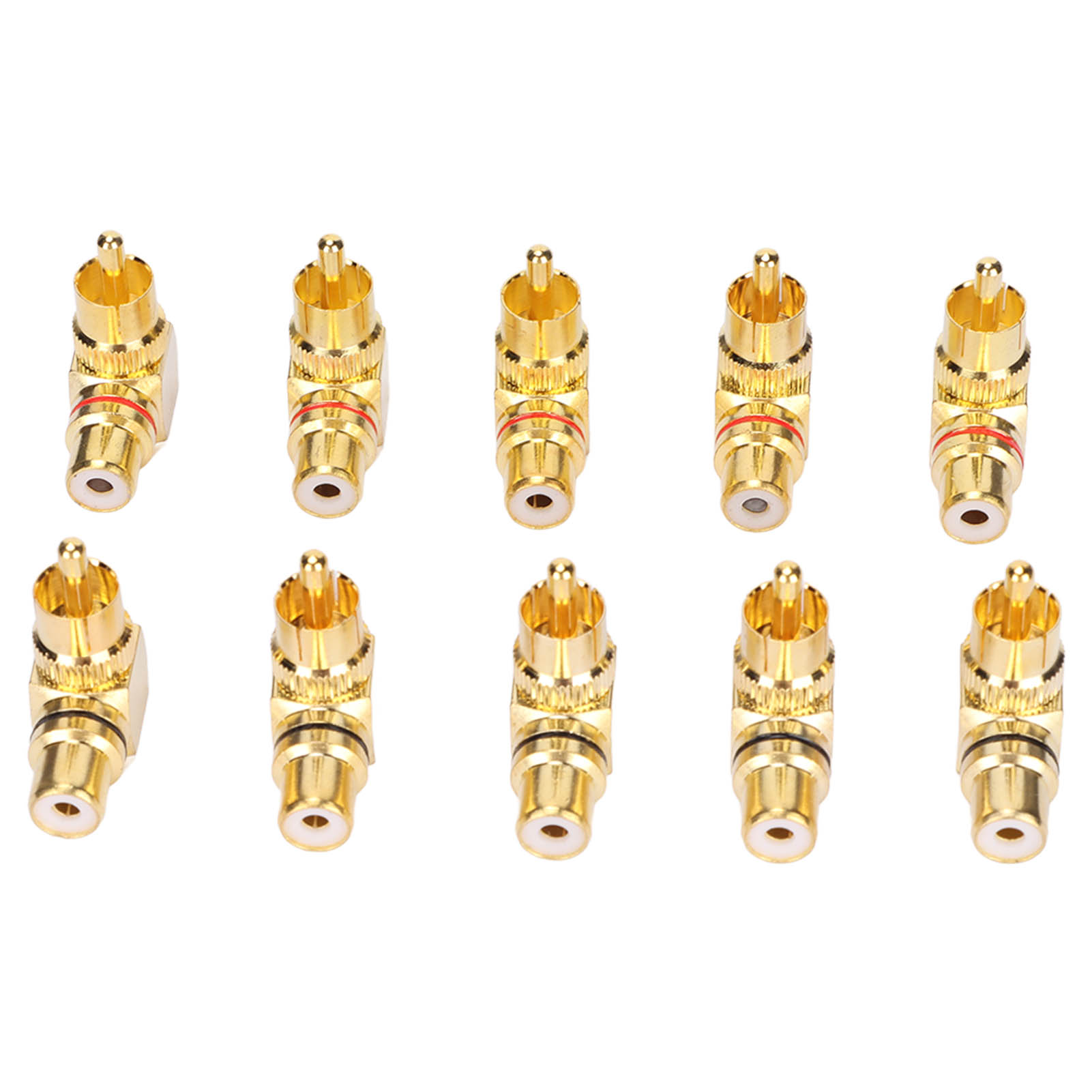 Packung Mit 10 Rechtwinkligen Rca-adaptern (stecker/buchse), Vergoldet, Kupfer, Typ L, 90°.