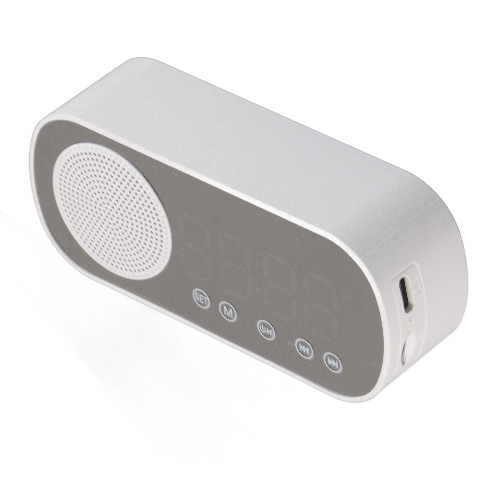 Digitaler Wecker Mit Fm-hi-fi-radio, Wiederaufladbarem Bluetooth 5.0-lautsprecher Und Eingebautem Spiegel Zum Lesen Oder Auf Reisen.