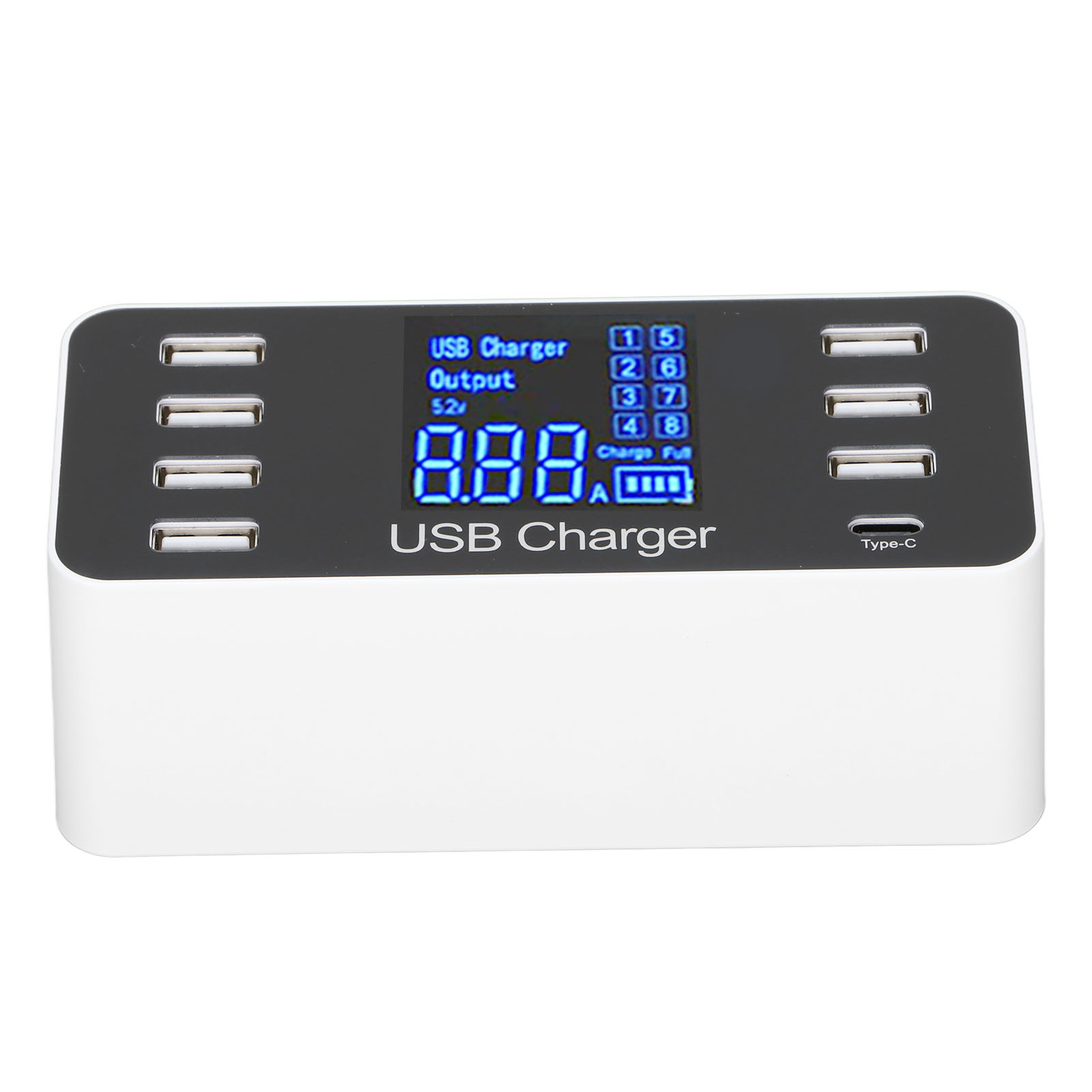 Wand-/tischladestation Mit Usb-hub, 8 Anschlüssen, Lcd-bildschirm, Kompatibel Mit Smartphones Und Tablets, Eu-stecker 100-240 V.