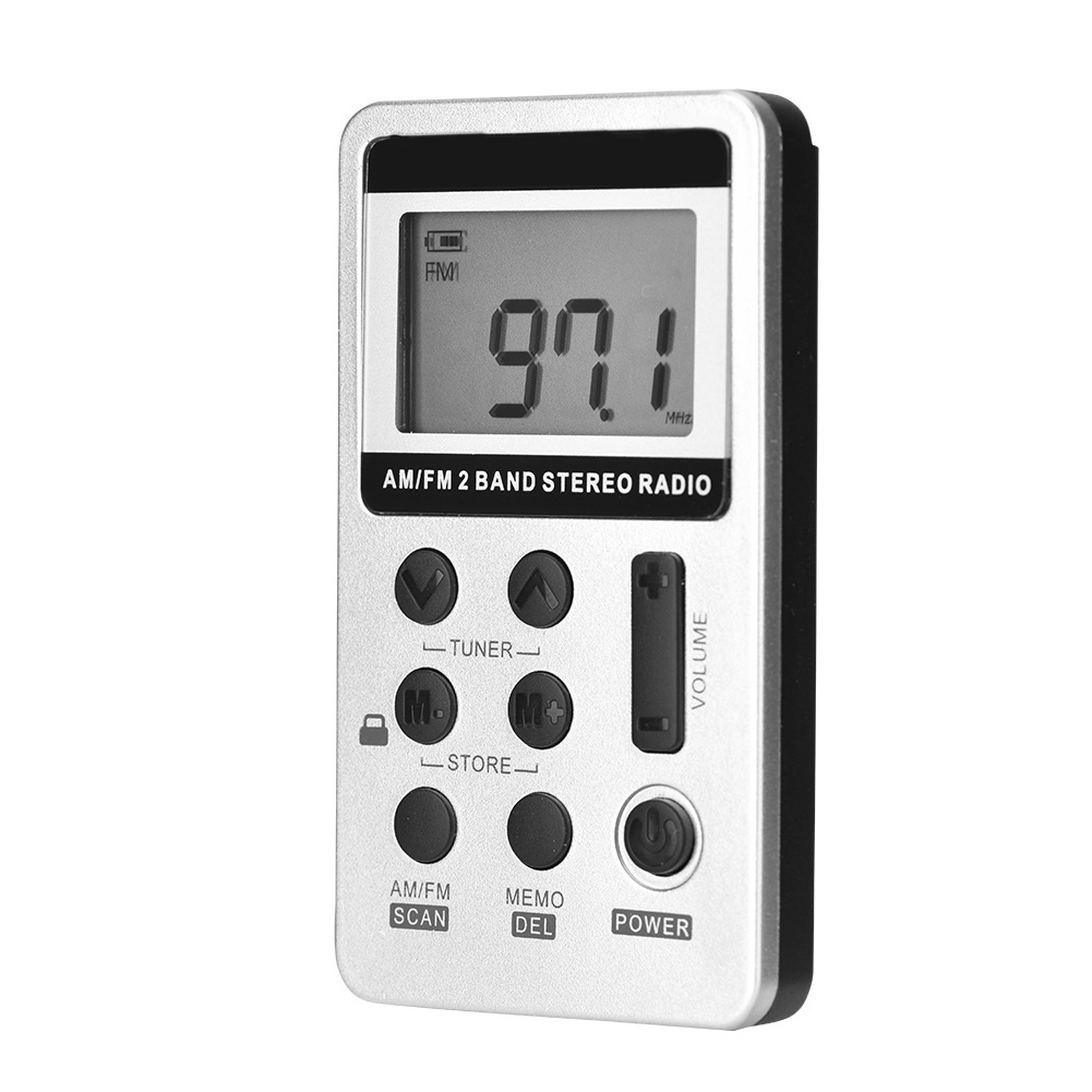 Mini-tragbares Fm/am-radio Mit Digitaler Signalverarbeitung, Drahtlosem Empfänger Und Kopfhörern.