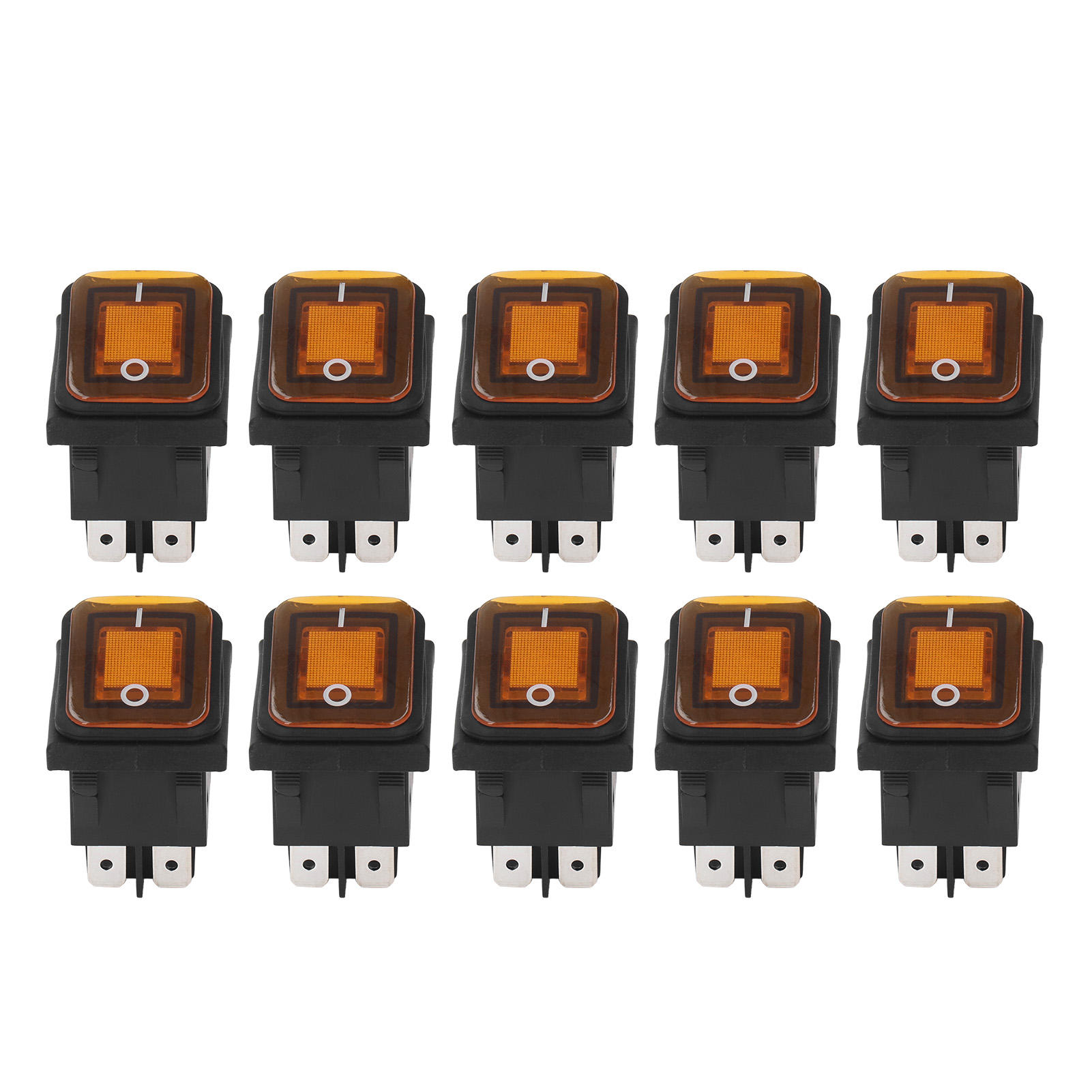 Packung Mit 10 2-positionen (ein/aus) Kippschaltern, 30 A, 125 V/250 V Ac, Für Boote, Mit Led-anzeige, 4 Pins, Orange.