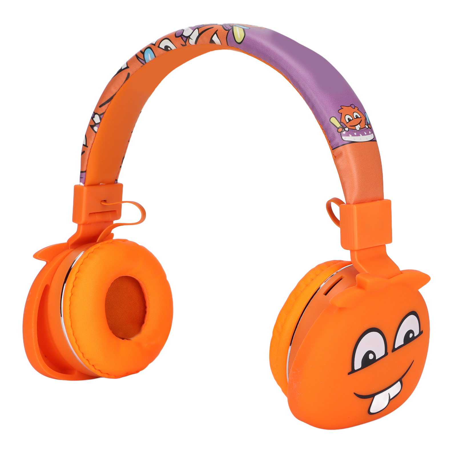 Ylfashion Kinderkopfhörer, Orangefarbenes Cartoon-design, Geräuschunterdrückung, Ideal Zum Lernen Und Reisen.