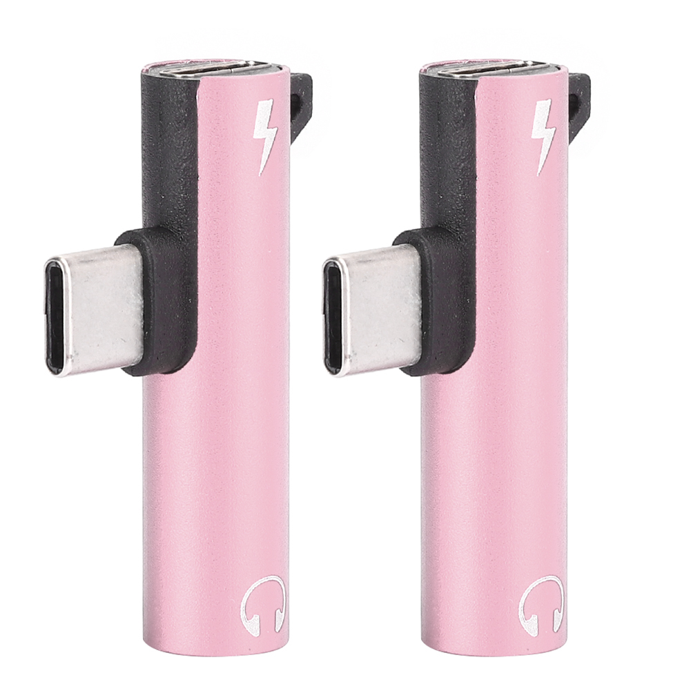 2-in-1 Usb-c-auf-3,5-mm-audiokabel, Ladegerät, Kopfhörer-verteileradapter (rosa)