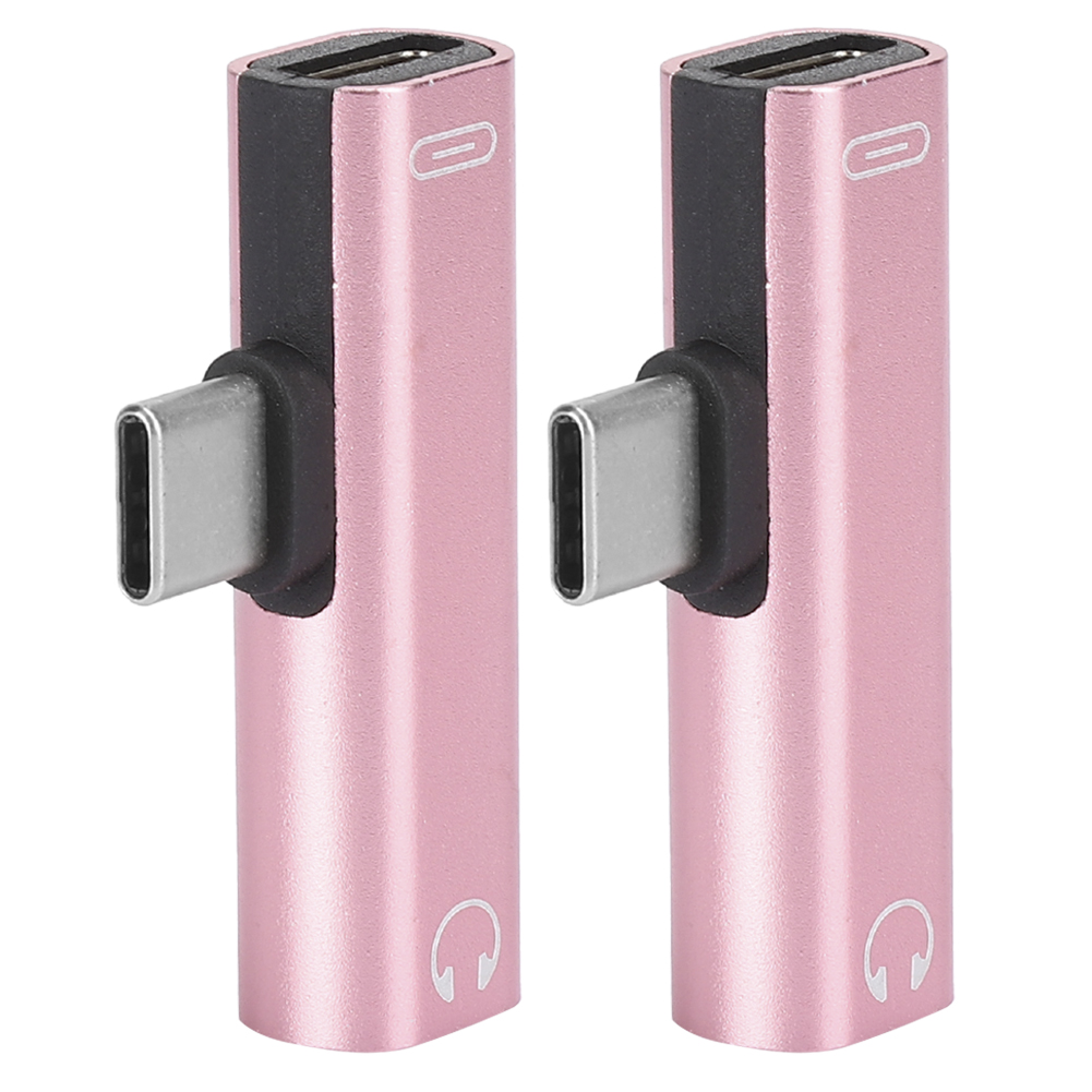 2-in-1 Usb-c-auf-3,5-mm-audiokabel, Kopfhörerladegerät, Verteileradapter (pink)