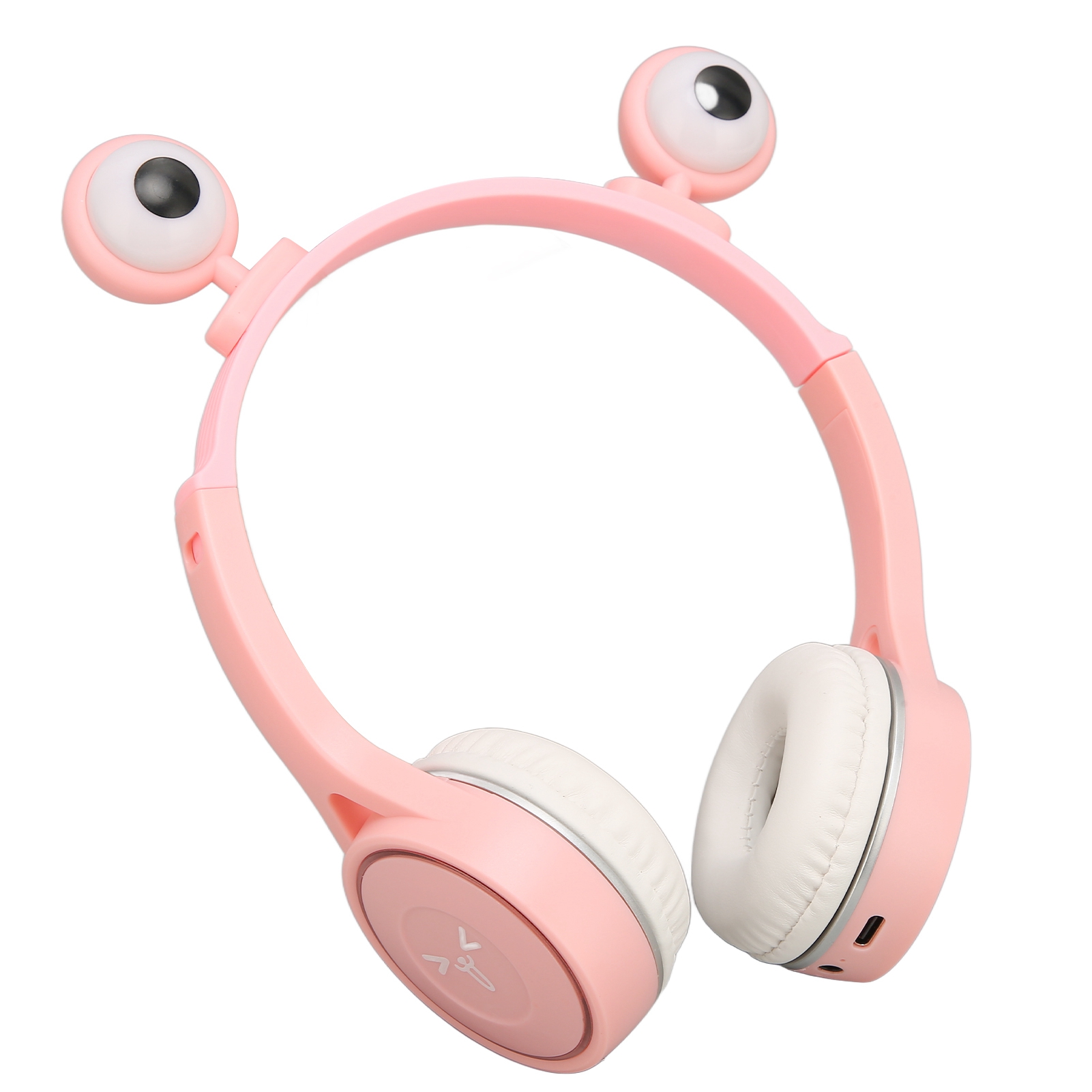 Bluetooth-kopfhörer Für Kinder, Cartoon-design Mit Großen, Niedlichen Augen, Mikrofon Und Pinkfarbenem Led-licht