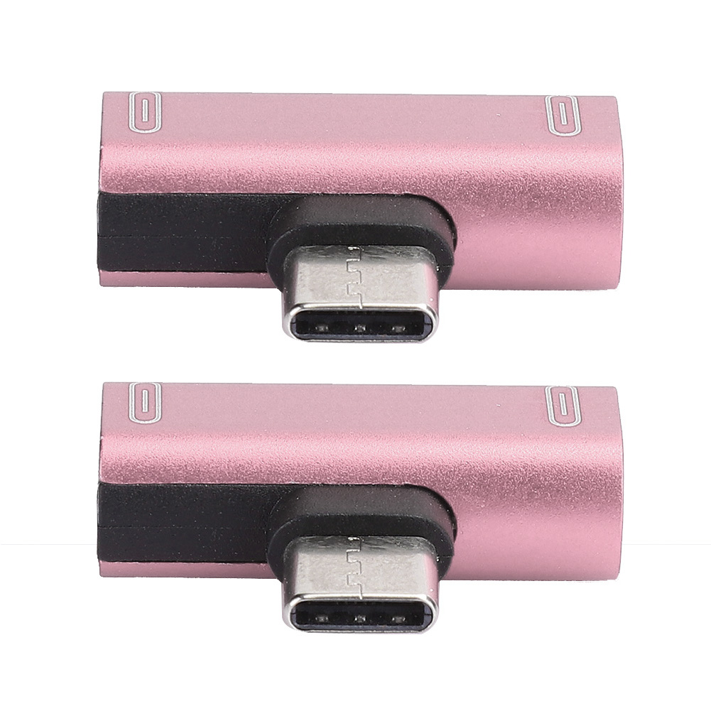 2 Stück Dual-typ-c-konverter/splitter 2 In 1 Auf Usb-audio-ladeadapter Für Kopfhörer Pink (pink)