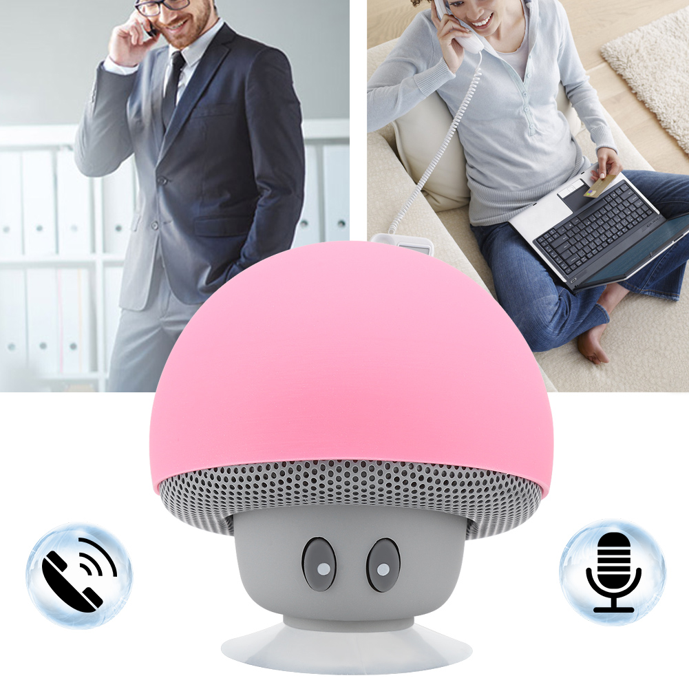 Mini Tragbarer Kabelloser Bluetooth-lautsprecher In Pilzform Mit Subwoofer Und Saugnapf (rosa)