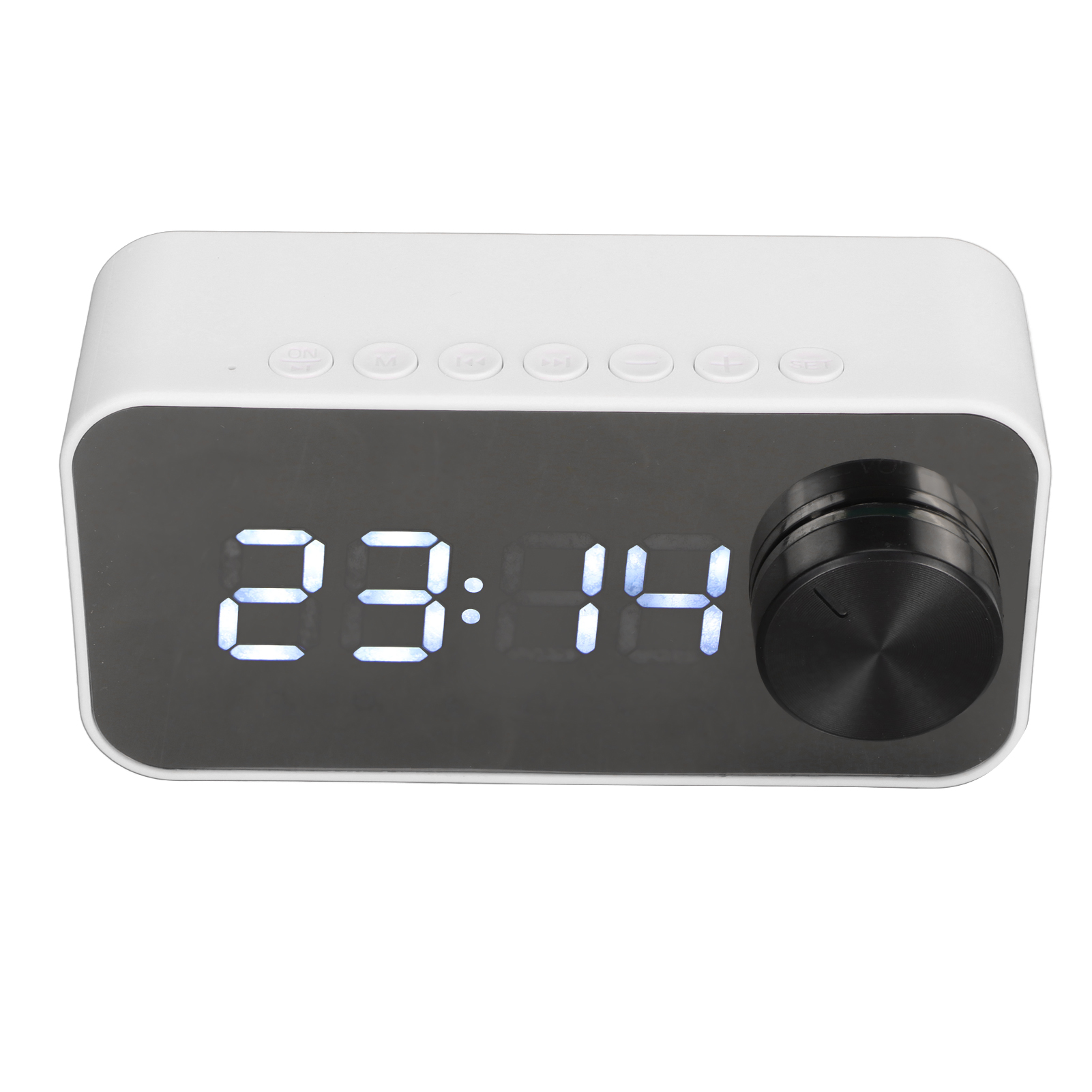 Multifunktionaler Kabelloser Bluetooth-lautsprecher Mit Geräuschunterdrückung, Temperaturanzeige, Sprachausgabe, Fm-radio, Spiegel Und Wecker (weiß)