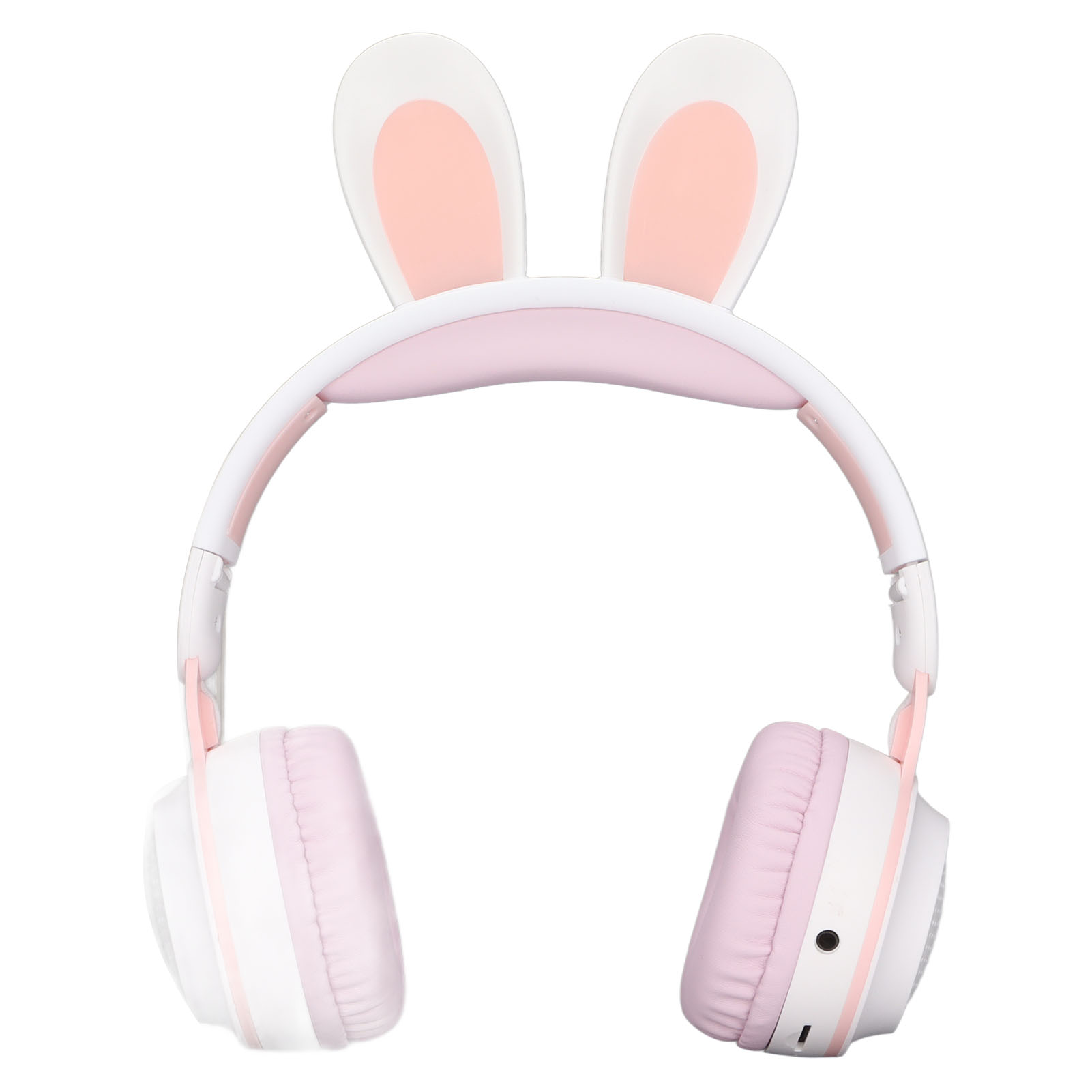 Faltbare Bluetooth 5.0-kopfhörer Für Kinder, Mit Hasenohren, Farbigem Led-licht, Kompatibel Mit Pc Und Tablet, Ideal Für Online-lernen (weiß Und Rosa).