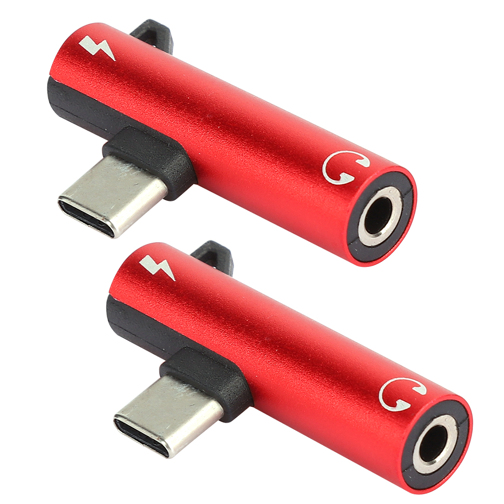 2-in-1-audiokabel (typ C Auf 3,5 Mm), Ladegerät, Kopfhörer-verteileradapter (rot)