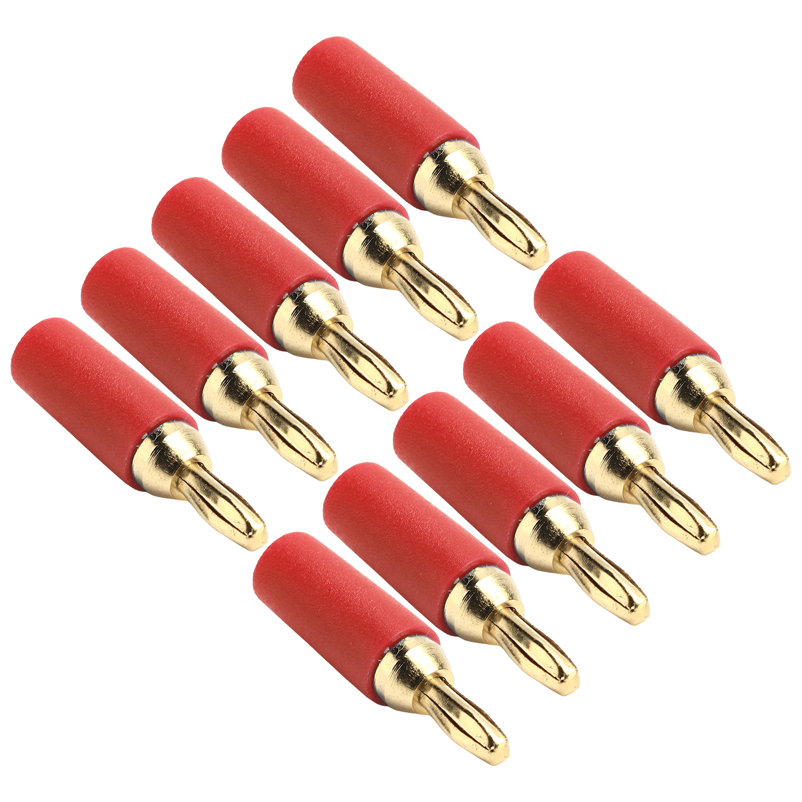 Set Mit 10 Männlichen Lötverbindern, 2,5 Mm Bananenstecker Aus Vergoldetem Messing (rot)