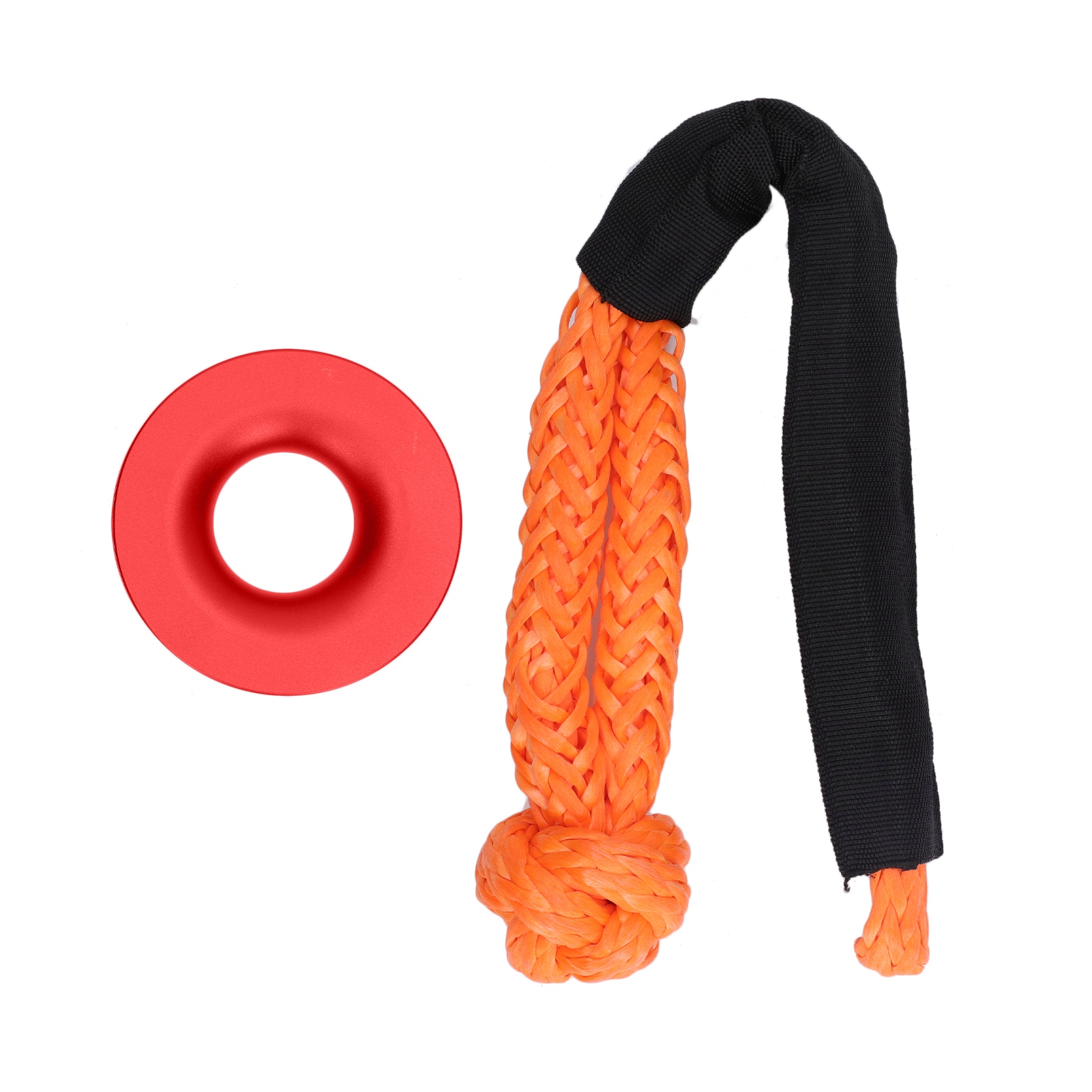 Seilwindensatz Mit Bergering, Nylonseil Und Weichem Aluminium-schäkel Zur Fahrzeugbergung (rot).