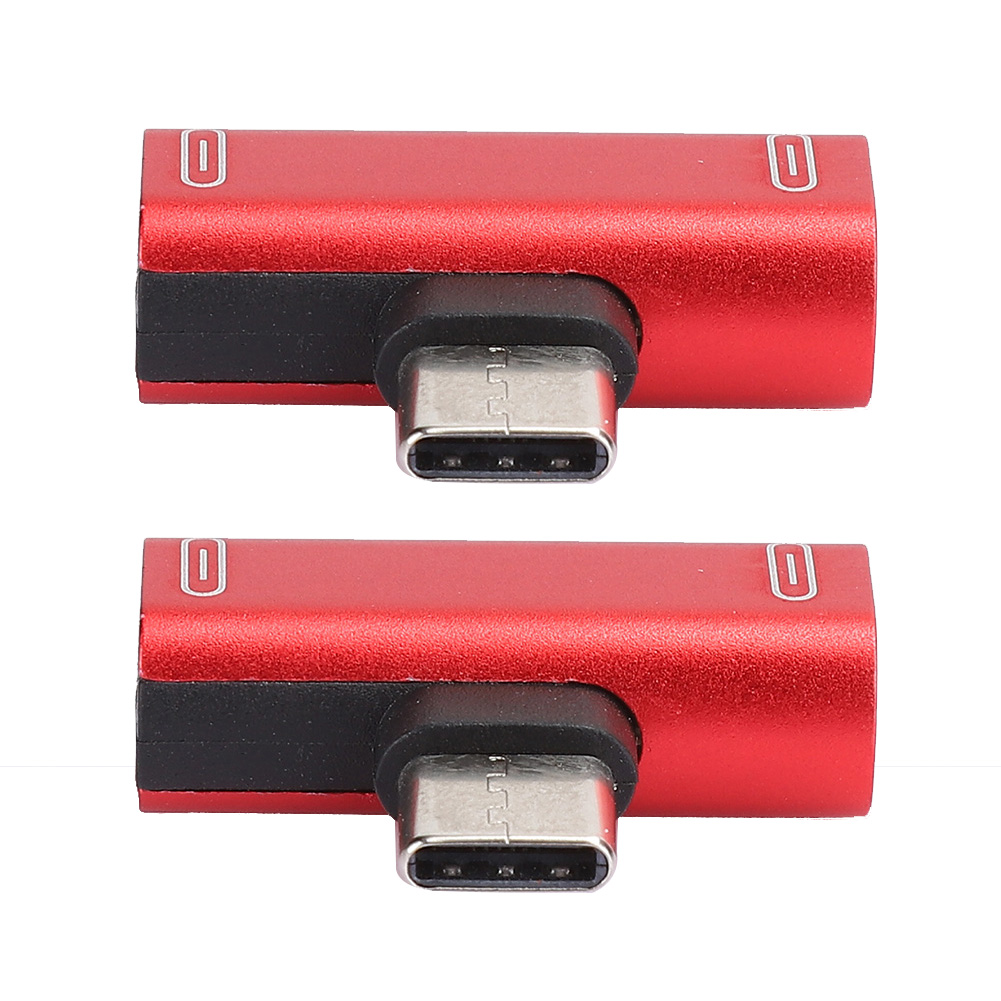 2 Stück Dual-typ-c-konverter/splitter 2 In 1 Auf Usb-audio-ladeadapter Für Kopfhörer Rot (rot)