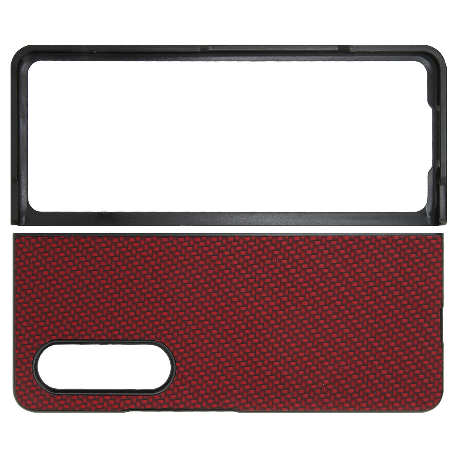 Faltbare Handyhülle Mit Rundumschutz Für Galaxy Z Fold 3, Carbonfaser-textur, Rot.