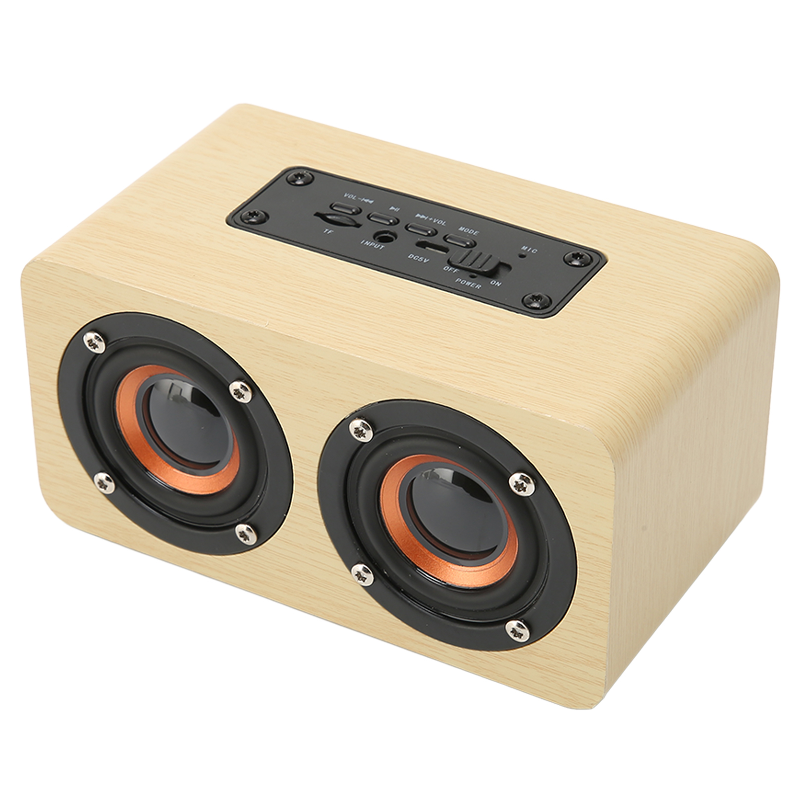 Retro-bluetooth-lautsprecher Mit Eingebautem Mikrofon, Tragbar Und Kabellos, Kompatibel Mit Speicherkarten, Usb, Aux Und Mp3, In Roter Holzoptik.