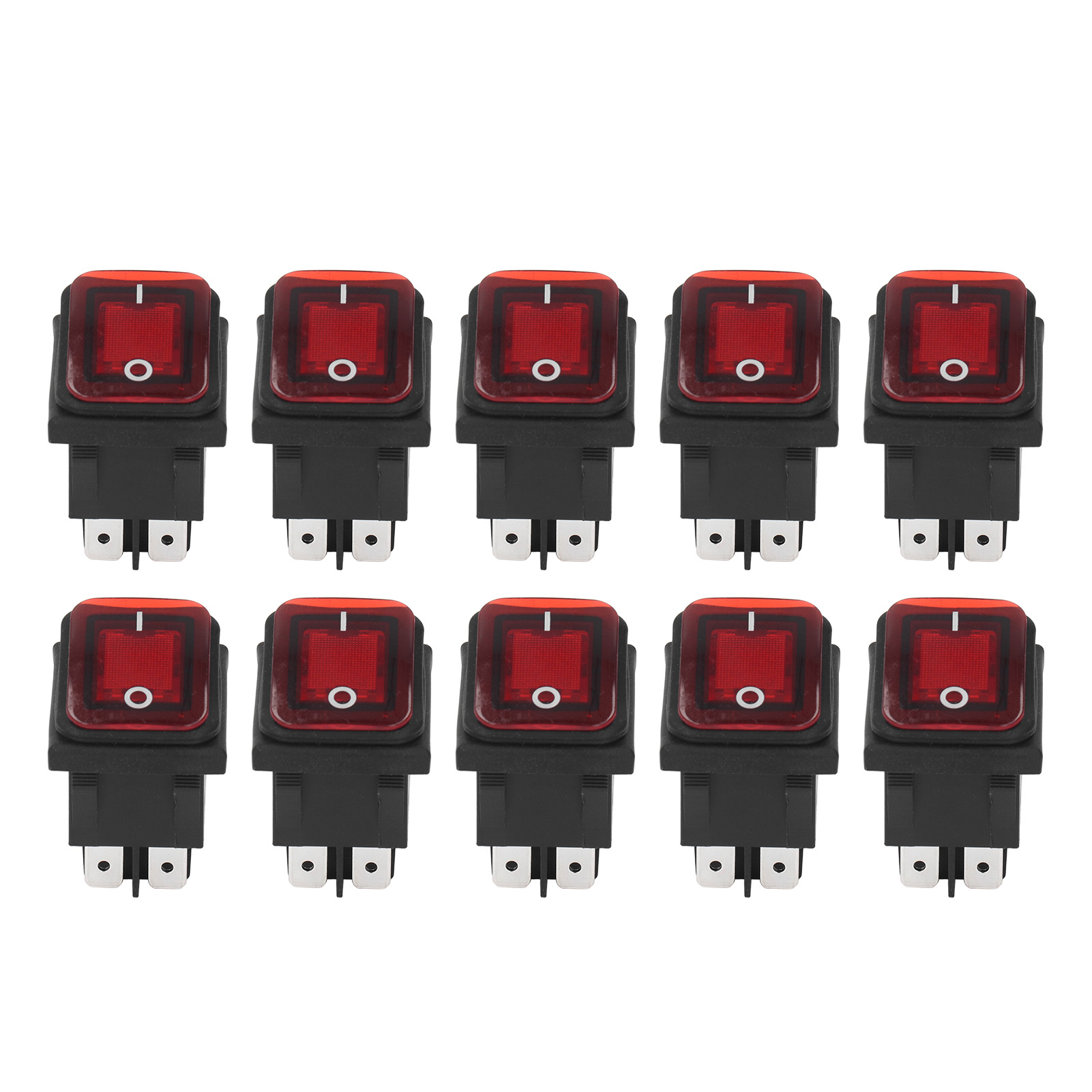 Packung Mit 10 2-positionen (ein/aus) Wippschaltern, 30 A, 125 V/250 V Ac, Für Boote, Mit Led-anzeige, 4 Pins, Rot.