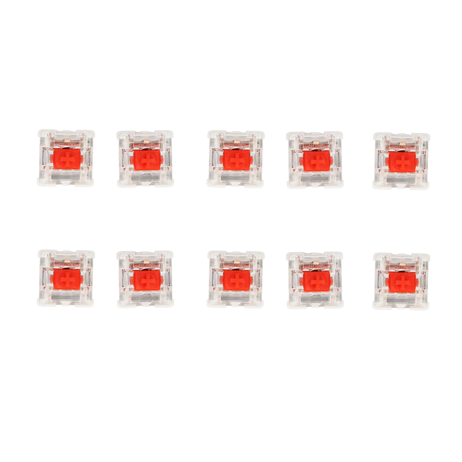 Packung Mit 10 Roten Mechanischen Tastaturschaltern Aus Einer Legierung, Mit Widerstandsfähiger Berührungsfläche Und Abzieher.