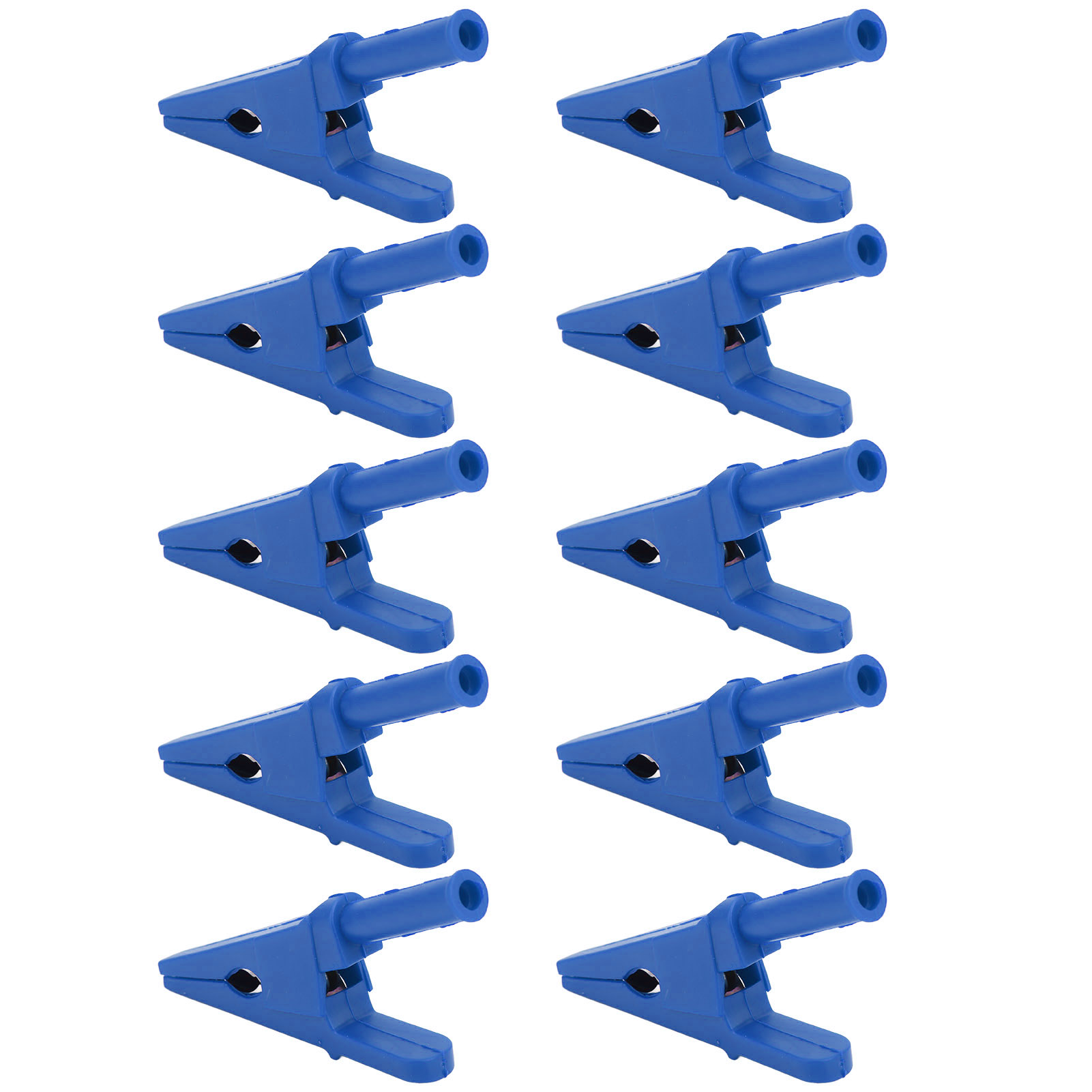Packung Mit 10 Stromprüfklemmen, 20 Mm Öffnung, Hohe Leitfähigkeit, Sicherheitsausführung, Mit 4 Mm Klinkenstecker Für Elektrische Schaltkreise (blau).