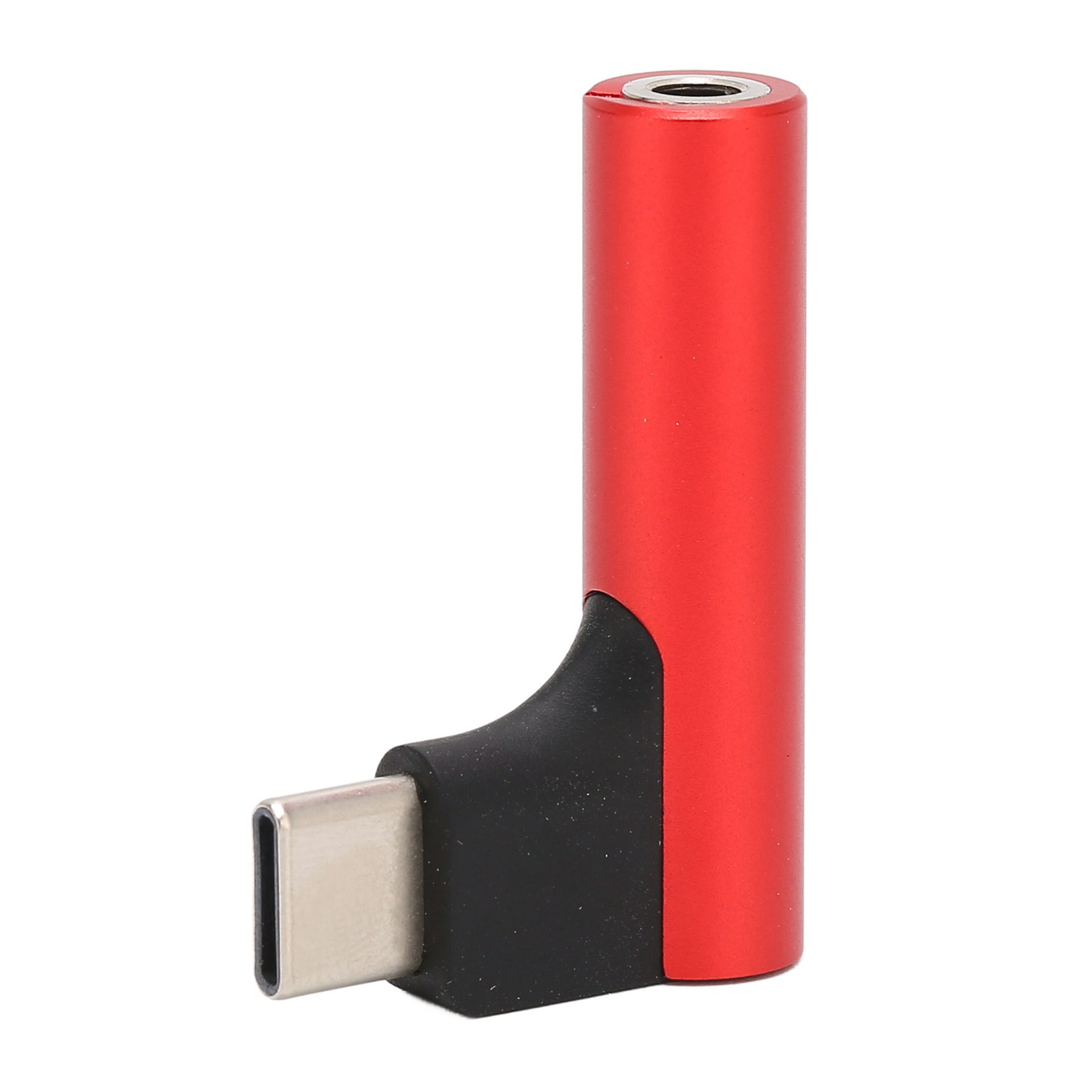 Usb-c-auf-3,5-mm-kopfhöreranschluss-adapter Mit Hifi-stereo-mikrofon Und Aux-ausgang, Abgewinkelt Und Kompatibel Mit Kopfhörern (rot).
