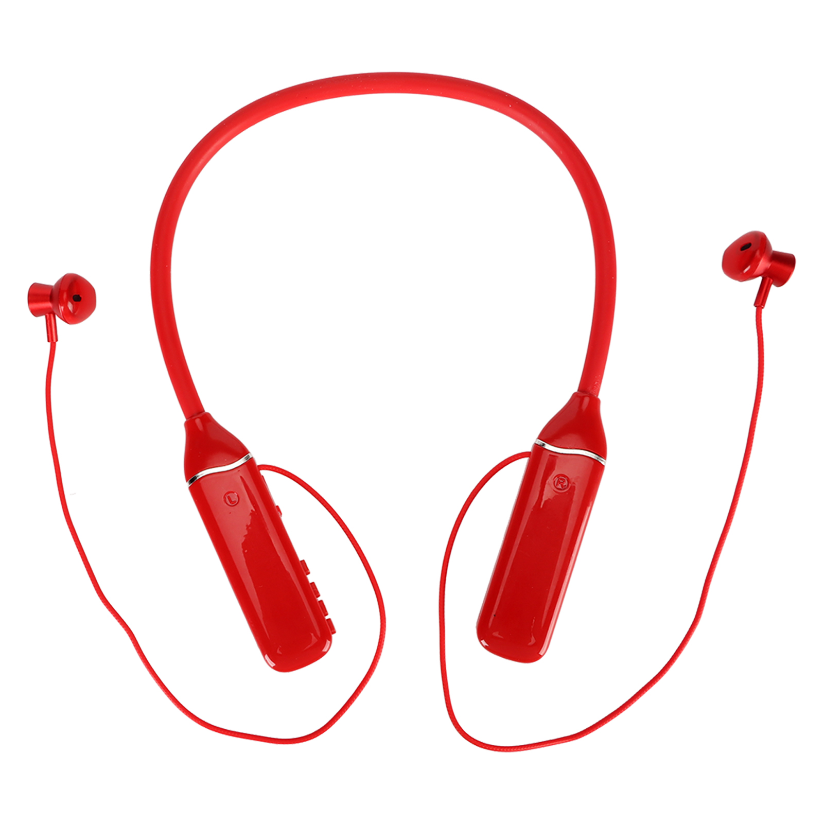 Bluetooth-nackenbügelkopfhörer Mit Led-akkustandsanzeige, Speicherkartenleser, Magnetischen Ohrstöpseln Und Roter Rgb-hintergrundbeleuchtung.