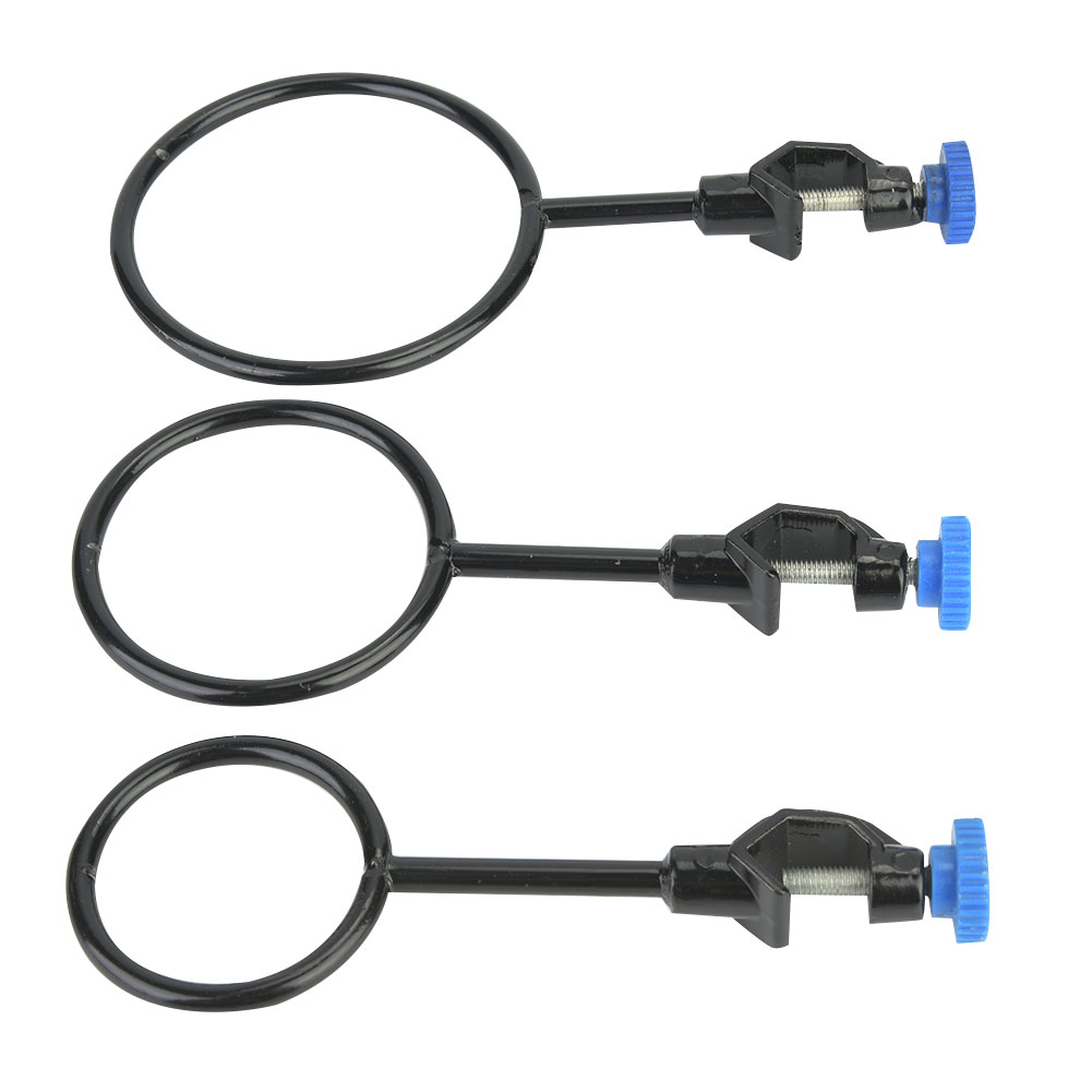 Set Aus 3 Laborständern Aus Stahl, Geschlossene Ringe, Schwarze Beschichtung, Durchmesser 60/80/100 Mm