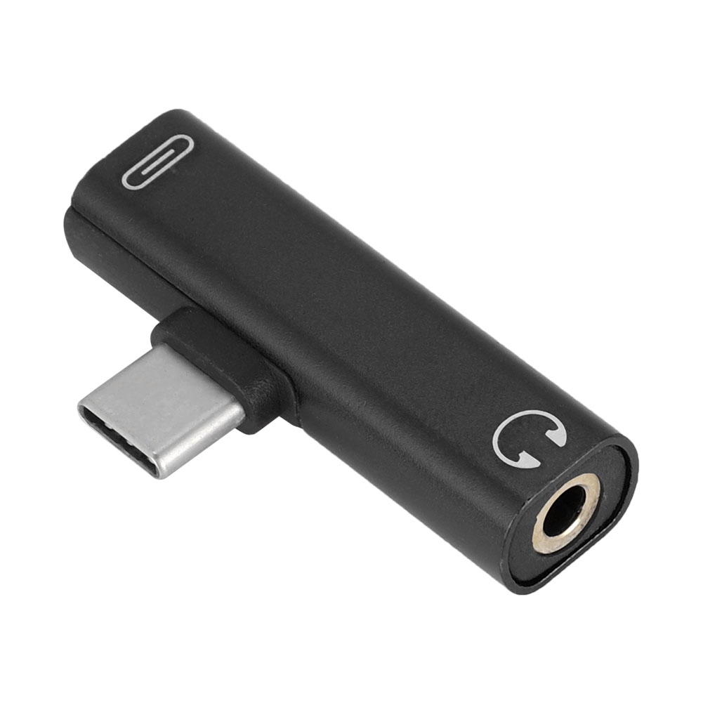 2-in-1 Multifunktions-usb-typ-c-auf-3,5-mm-kopfhöreranschluss-konverter, Schwarz